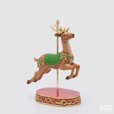 EDG ENZO DE GASPERI DECORO RENNA GIOSTRA H.46 L.29 L.14 C6 VERDE E ROSSO