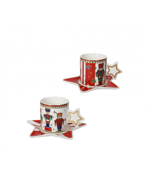 BRANDANI TAZZINA CAFFE LO SCHIACCIANOCI SET 2 PZ NEW  BONE CHINA