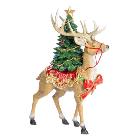GOODWILL Statuina Cervo di Natale con albero decorativo 44 cm