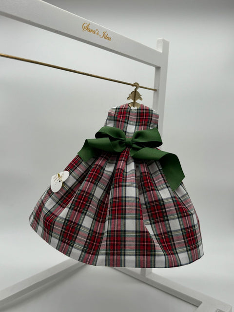 Sara's Idea vestitino big dolls COTONE SCOZZESE   con gruccia e sali profumati con fiocco nastro h 24 con armadietto