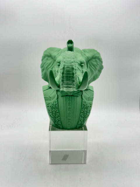 CHIARAELA SCULTURA ELEFANTE GRANDE VERDE BOSCO SU  BASE CRISTALLO 8X24