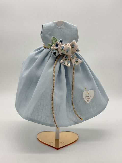 SARA'S IDEA BIG DOLLS VESTITINO IN LINO CON FIOCCO IN CERAMICA TULIPANO H22 CON SCATOLA ARMADIO