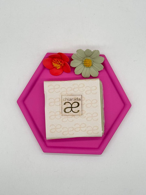 CHIARAELA PIATTINO ROMBO FUXIA CON SAPONE 12X12