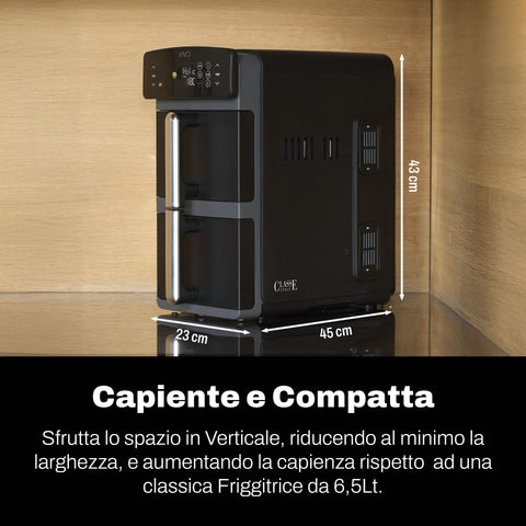 VIVO Friggitrice ad aria Vivo Air Fryer Multicooker 11 litri nera doppio cestello