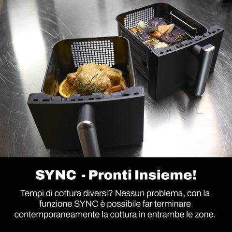 VIVO Friggitrice ad aria Vivo Air Fryer Multicooker 11 litri nera doppio cestello