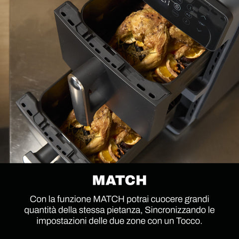 VIVO Friggitrice ad aria Vivo Air Fryer Multicooker 11 litri nera doppio cestello