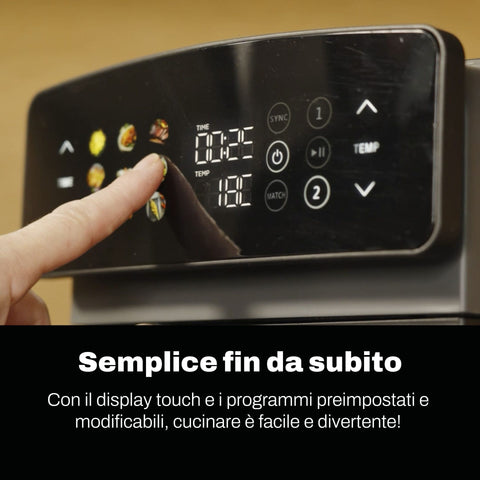 VIVO Friggitrice ad aria Vivo Air Fryer Multicooker 11 litri nera doppio cestello