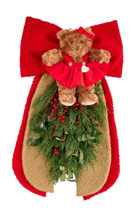SARA'S IDEA FIOCCO FUORIPORTA MEDIO IN BOUCLE' ROSSO CON TEDDY II 40X80