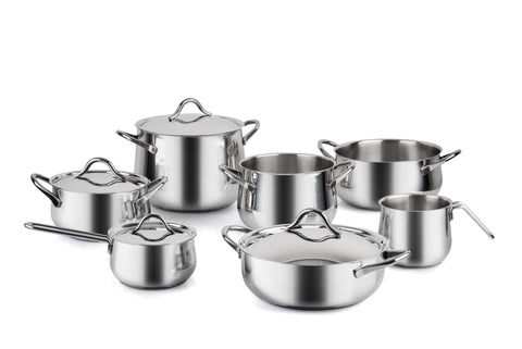 BARAZZONI Sapore Italiano Batteria Pentole 11 Pezzi Acciaio Inox Made in Italy