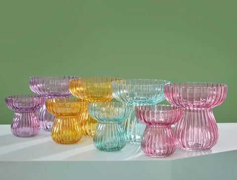 EDG Enzo De Gasperi Vaso Righe Biforma 15x15.5 cm Vetro Azzurro