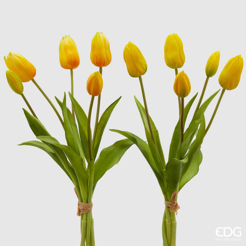 EDG Enzo de Gasperi Set 2 Bouquet di Tulipani Olis Sfumato Giallo e Arancio 40 CM