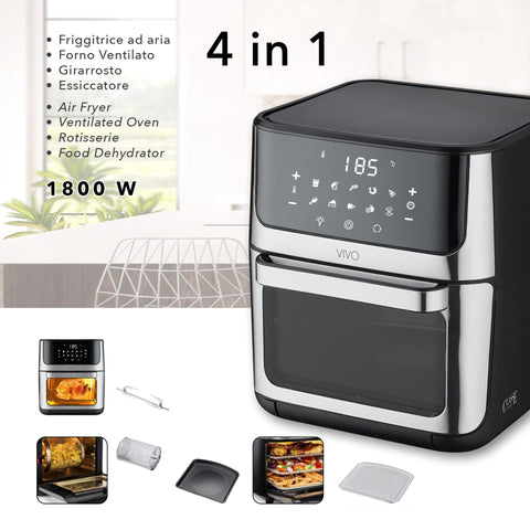 VIVO Friggitrice ad aria Vivo Air Fryer Multicooker 12 litri nera