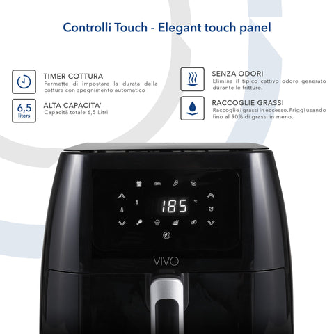 VIVO Friggitrice ad aria Vivo Air Fryer Multicooker 6.5 litri nera