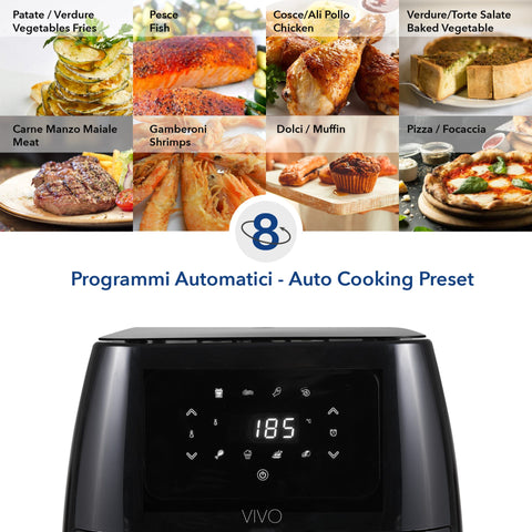 VIVO Friggitrice ad aria Vivo Air Fryer Multicooker 6.5 litri nera