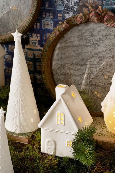 GALBIATI INCANTO DORATO ALBERO DI NATALE FIOCCHI NEVE PUNTA ORO   D8X16 CM