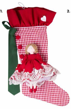 Sara's Idea calza befana media a quadretti 27x48 con bambola