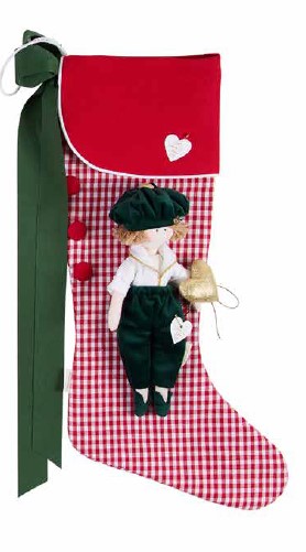 Sara's Idea calza befana media a quadretti  27x48 con bambola