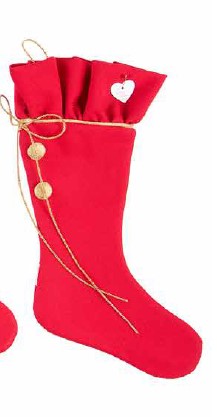 Sara's Idea calza befana piccola tessuto rosso con rouche  22x35