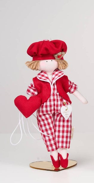 Sara's Idea Dolls maschietto con pantalone  e camicia 26 cm con supporto e scatola armadio