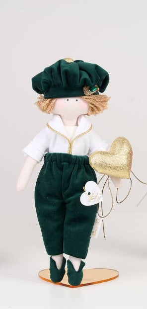 Sara's Idea Dolls maschietto con pantalone  e camicia 26 cm con supporto e scatola armadio