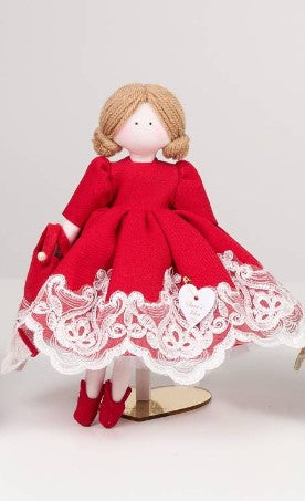 Sara's Idea Dolls femminuccia vestito con pizzo h 26 con supporto e scatola armadietto