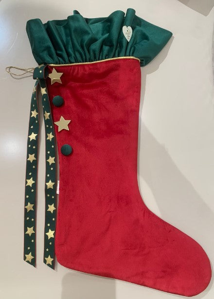 Sara's Idea calza befana grande velluto rosso  34x57 con rouche