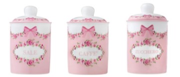 L'arte di Nacchi set 3 barattoli ermetici con fiocco rosa