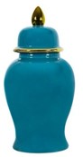 HANNA POUTIQUE IN PORCELLANA 25X25X48 VERDE OCEANO CON PROFILO ORO