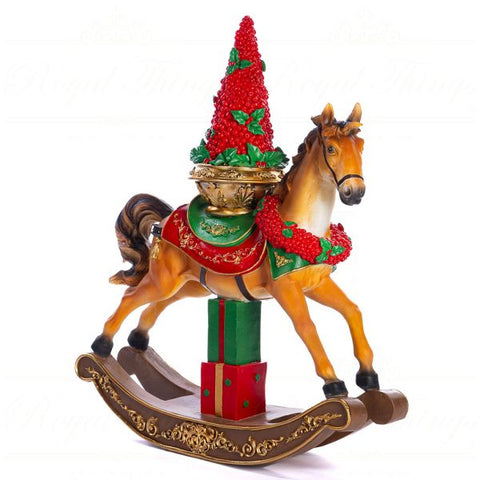 GOODWILL Cavalluccio a dondolo natalizio da tavolo con albero e regali (44 cm)