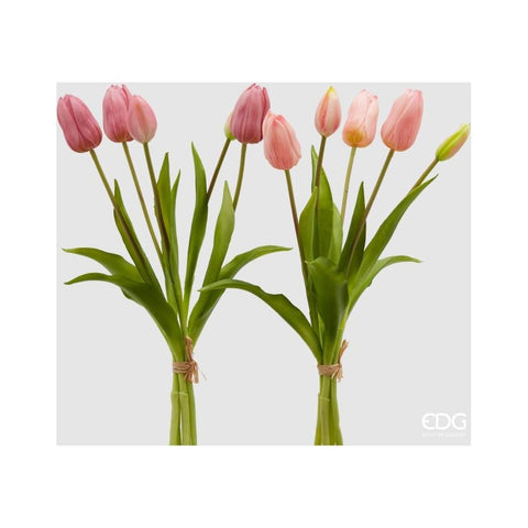 EDG Enzo de Gasperi Set 2 Bouquet di Tulipani Olis  sfumati rosa – h 40 cm