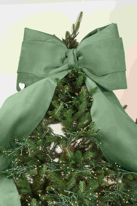 SARA'S IDEA FIOCCO PUNTALE MAXI IN VELLUTO VERDE CHIARO CON CODE LUNGHE 3 MT
