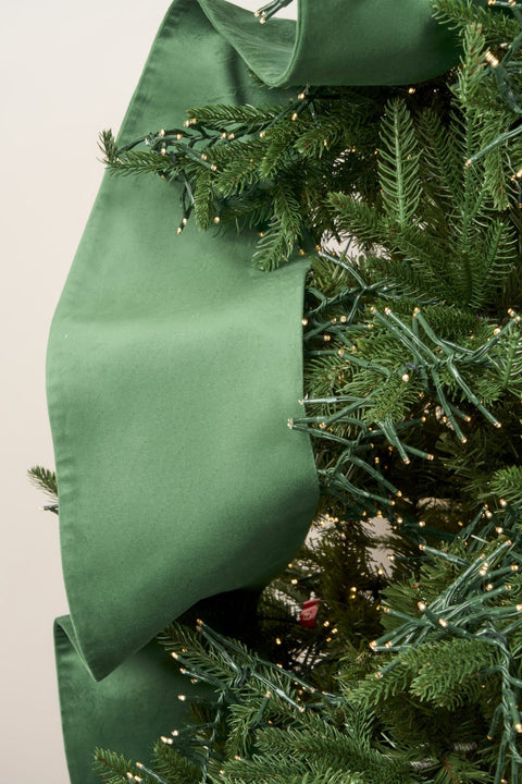 SARA'S IDEA FIOCCO PUNTALE MAXI IN VELLUTO VERDE CHIARO CON CODE LUNGHE 3 MT