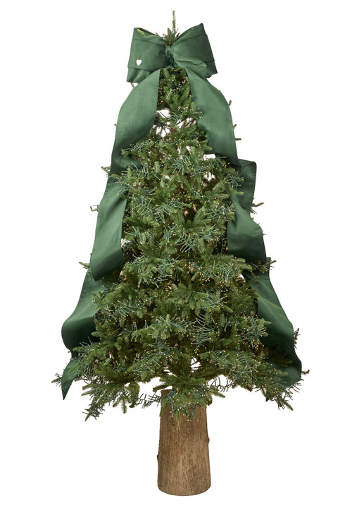 SARA'S IDEA FIOCCO PUNTALE MAXI IN VELLUTO VERDE SCURO CON CODE LUNGHE 3 MT