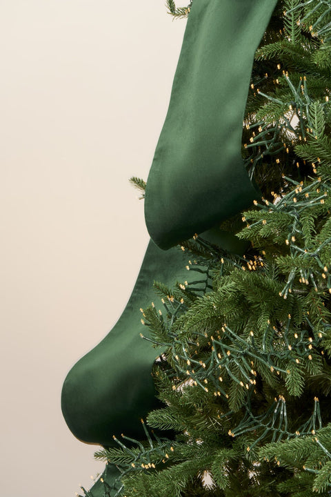 SARA'S IDEA FIOCCO PUNTALE MAXI IN VELLUTO VERDE SCURO CON CODE LUNGHE 3 MT