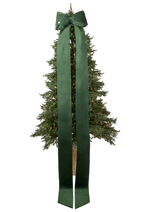 SARA'S IDEA FIOCCO PUNTALE MAXI IN VELLUTO VERDE SCURO CON CODE LUNGHE 3 MT