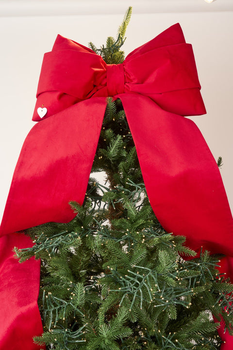 SARA'S IDEA FIOCCO PUNTALE MAXI IN VELLUTO ROSSO CON CODE LUNGHE 3 MT