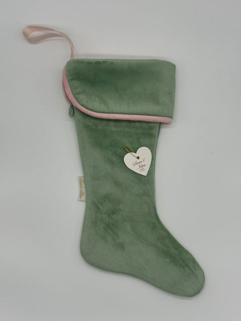 Sara's Idea calza befana mignon in  velluto salvia 14x22