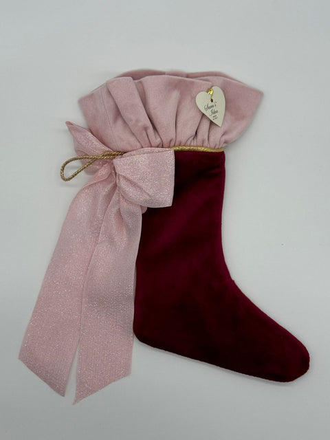 Sara's Idea calza befana mignon in velluto bordeaux 14x22