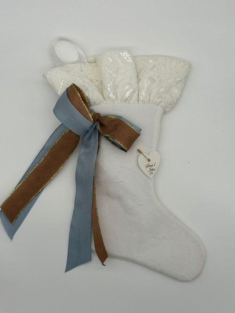 Sara's Idea calza befana mignon in velluto bianco 14x22