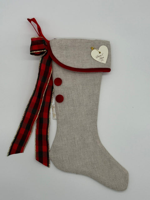 Sara's Idea calza befana mignon in lino naturale 14x22