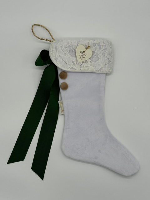 Sara's Idea calza befana mignon in velluto bianco 14x22