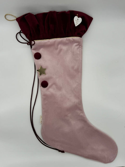 Sara's Idea calza befana media velluto rosa con rouche velluto  27x48