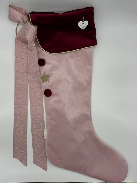Sara's Idea calza befana media velluto rosa con fascia velluto  27x48