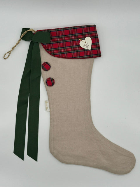 Sara's Idea calza befana piccola lino nudo con fascia  22x35
