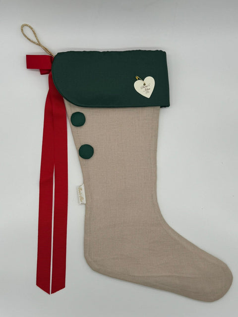 Sara's Idea calza befana piccola lino nudo con fascia  22x35