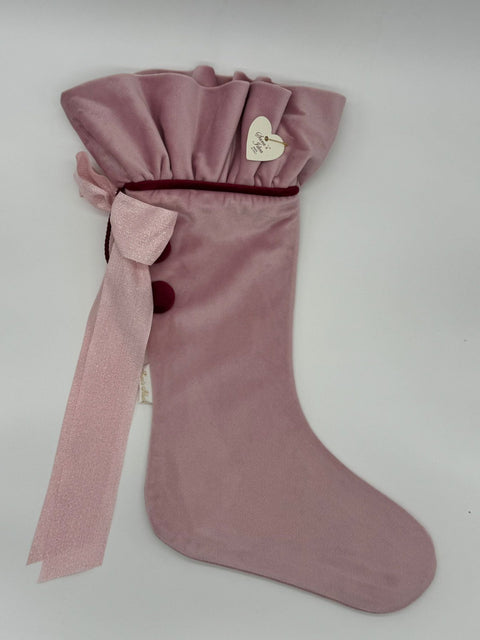 Sara's Idea calza befana piccola in velluto cipria con rouche  22x35