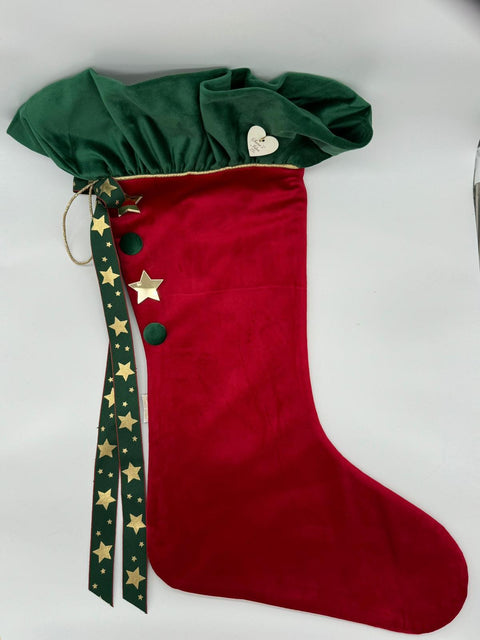 Sara's Idea calza befana media velluto rosso con rouche velluto  27x48
