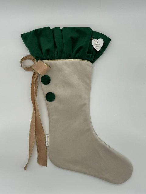 Sara's Idea calza befana piccola in velluto avorio con rouche  22x35