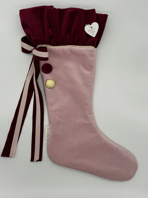 Sara's Idea calza befana piccola in velluto cipria con rouche  22x35