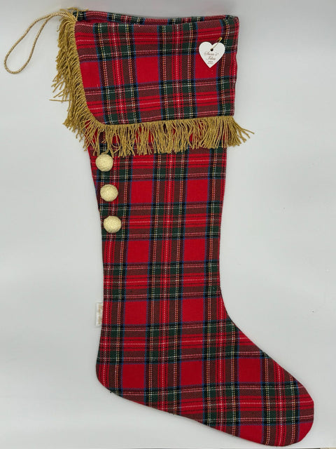 Sara's Idea calza befana media scozzese con frangia oro 27x48